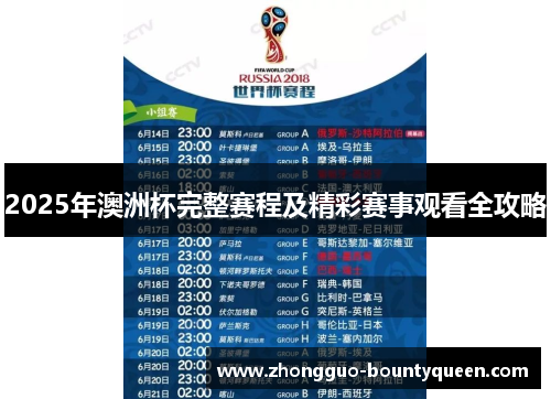 2025年澳洲杯完整赛程及精彩赛事观看全攻略